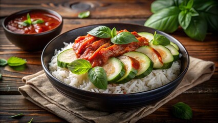 Fresh chicken and vegetable salad, a healthy gourmet meal on a plate, perfect for lunch or dinner