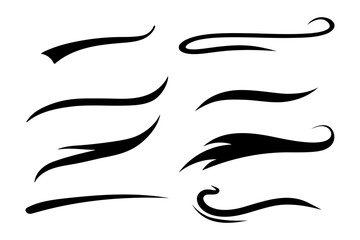 Elegant black swoosh shapes for logo designs and creative projects