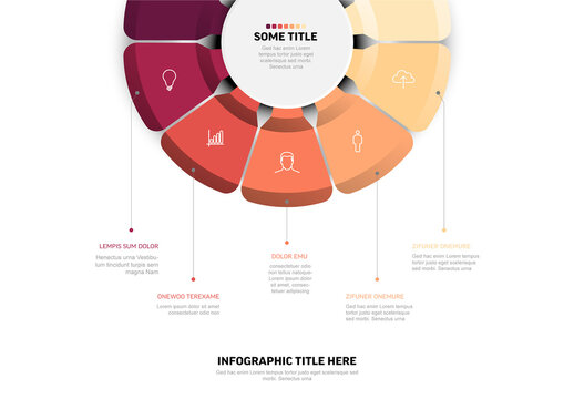 Circular Infographic Template with 5 Steps and Icons