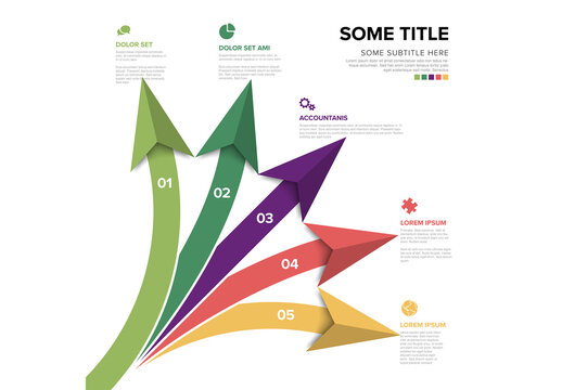 5 Step Colorful Arrow Diagram for Business Infographics