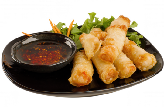 Crispy Shrimp Spring Rolls with Spicy Dipping Sauce Delicious Asian Appetizer Recipe