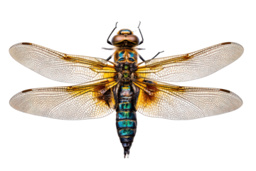 Vibrant Dragonfly Detailed Close-Up Photography of Insect Wings and Body