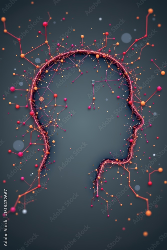 Aufkleber the complex interconnected network of colorful neurons within the human brain colorful