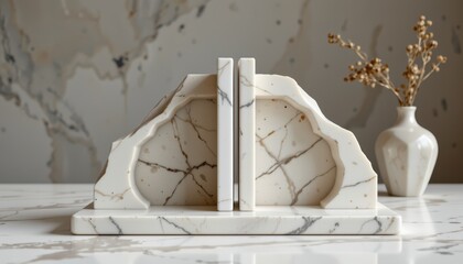 Exquisite white marble bookend, a touch of elegance for your bookshelf organization