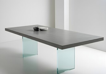Minimalist Concrete & Glass Dining Table
