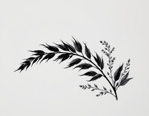 Intricate black and white botanical drawing of a plant, monochromatic study in detail