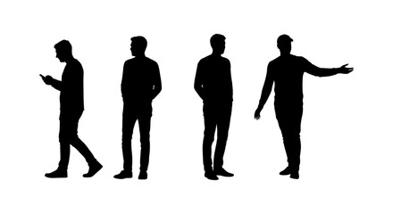Silhouette of Diverse Male Figures in Different Poses