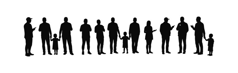 Diverse Group of People Silhouettes Interacting