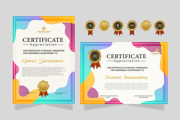 Colorful Certificate Template With Modern Design. Elegant certificate template
geometric shapes with a colorful and modern design. Perfcet for professional or educational recognition needs