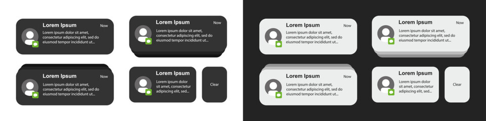 Push Notification Icon Set. Smartphone Notification Template. Vector