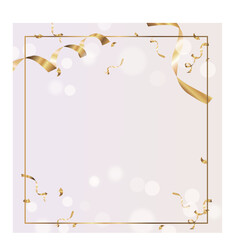 Card with ribbons and gold confetti with space for text