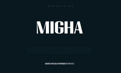 Migha Modern Bold Font. Sans Serif Font. Regular Italic Uppercase Lowercase Typography urban style alphabet fonts for fashion, sport, technology, digital, movie, logo design, vector illustration