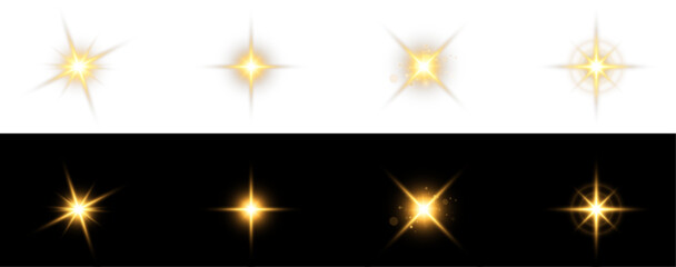 Set of Glow light effects, lens flare, explosion, glitter, line, sparkle and star. Transparent vector sunlight effect with lens flare, sunbeams and smooth light transition. PNG © Ihor Nemynushchyi