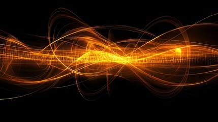 Obraz premium Abstract orange wave design on black background