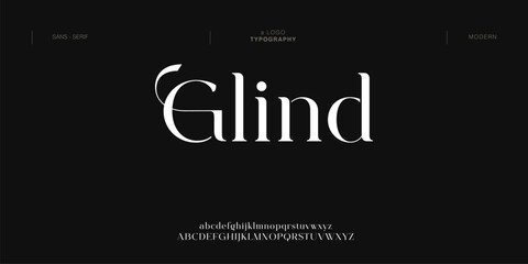 Glind typography beauty fashion elegant minimalist serif italic fonts decorative wedding vintage retro logos. Minimal luxury font alphabet logo. Vector illustration