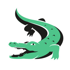 The crocodile symbol for the logo design. Minimalistic vector illustration of a reptile