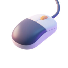 Computer mouse, 3d icon, cartoon plastic style, isolated on white background