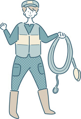 狩りをする人のシンプルな線画のベクターイラスト