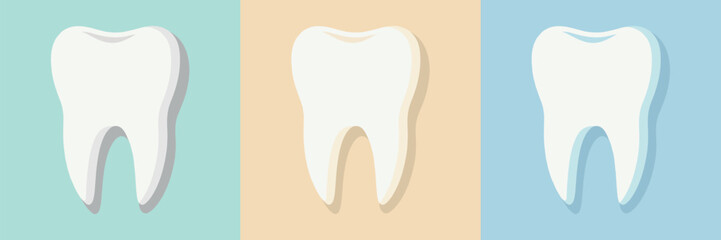 Vector illustration of a healthy white tooth. Flat design. The vector is isolated on a light background. Ideal for dental care, hygiene, and medical-themed projects.