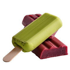 Close-up shot of two colorful and delicious popsicle treats