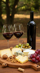 wine cheese and grapes