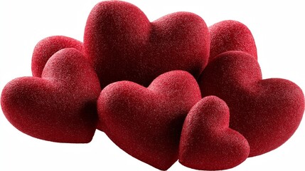 Fototapeta premium Red velvet hearts top view isolated on white background.