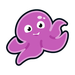 Cute Cartoon Octopus Character