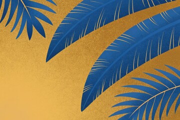 Summer background with palm leaves. Grunge textured and overlay effect. Tropical leaves background. Flat stylized illustration for banner, wallpaper, backdrop, advertising, poster, cover