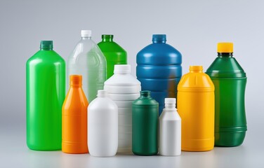 Fototapeta na wymiar Color-coded plastic bottles neatly arranged for recycling promoting environmental awareness and sustainability