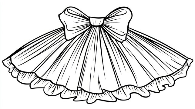 Simple black and white sketch of a tutu skirt