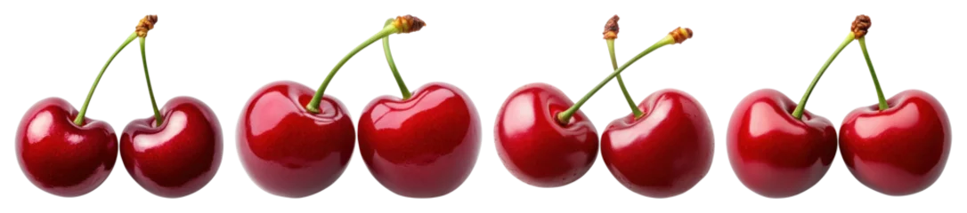 Fototapete PNG Fresh ripe cherries in line, element set on transparent background © Rawpixel.com