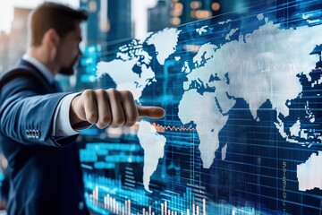 Innovative global business growth analysis and asset investment chart showcasing economic trends and partnership opportunities