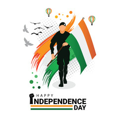 Independence day greeting with indian army hold flag