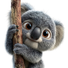 Cute Koala Bear Holding a Branch Isolated on Transparent Background PNG Images © Rubell