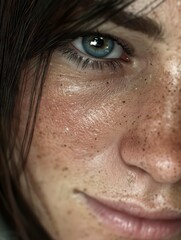 Close-Up Portrait, Young Woman, Natural Light, Photography, Emotion, Intimacy