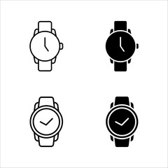Wristwatch icon set design color editable