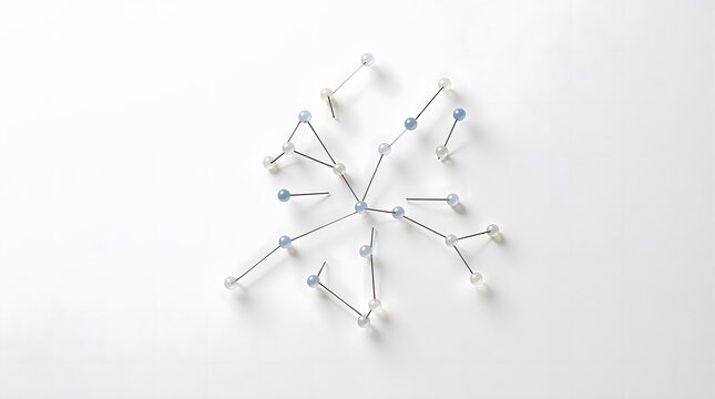 Network connection of points on a white background representing data visualization and interconnection - Powered by Adobe