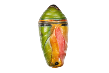 Vibrant Chrysalis Close-up of a Colorful Butterfly Pupa