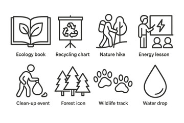 Eco-friendly activities and symbols for environmental awareness