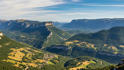 Evocation d'un panorama du Vercors en France