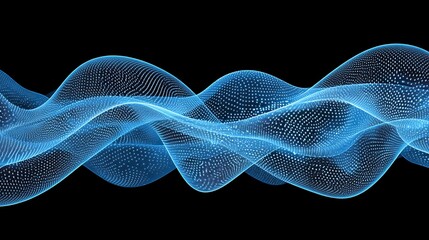 Fototapeta premium Abstract blue wavy lines on black background