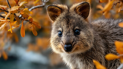 Cute Quokka Portrait in Natural Bush Setting
