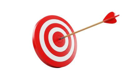 Target with arrow in bullseye, success concept, transperent png