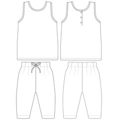  kids baby girl  sleeveless summer tops wide leg pants vector