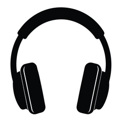 headphones vector, music listening icon, audio gear silhouette, wireless headphone, headset symbol, DJ tool icon, sound device vector, black headphone graphic