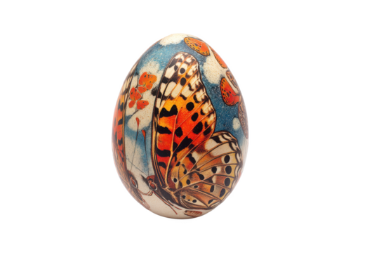 Hand-Painted Easter Egg with Butterfly Design A Unique Spring Decoration