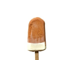 A Thai tea ice cream bar on white isolated background with copy space 