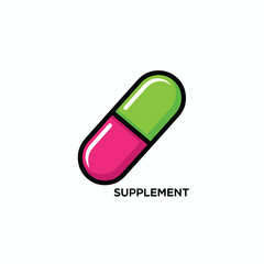 Supplement Logo – Modern Capsule Icon for Vitamin, Nutrition, and Health Brand Design