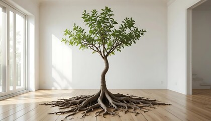 Single tree roots floor interior