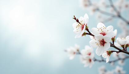 Obraz premium cherry blossom white light blue backkground